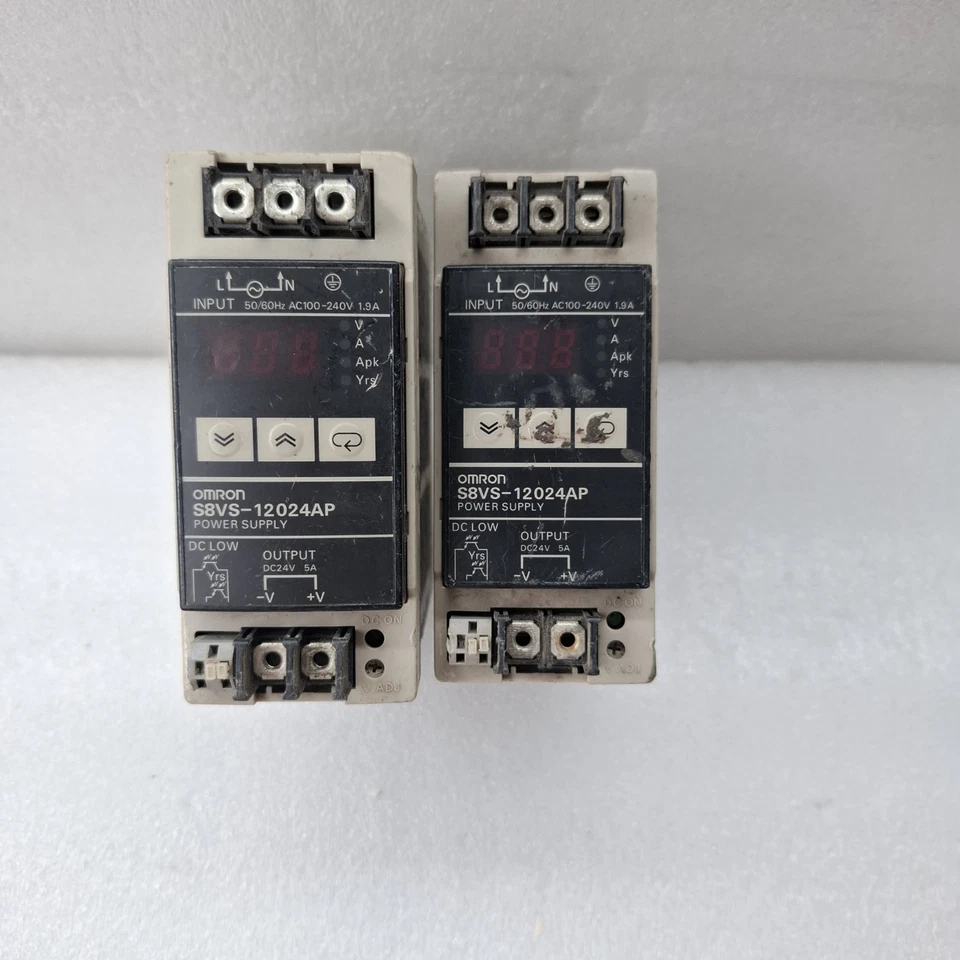 LOT OF 2 PCS OMRON 24VDC 5A POWER SUPPLY S8VS-12024AP/ED2 INPUT 100-240VAC